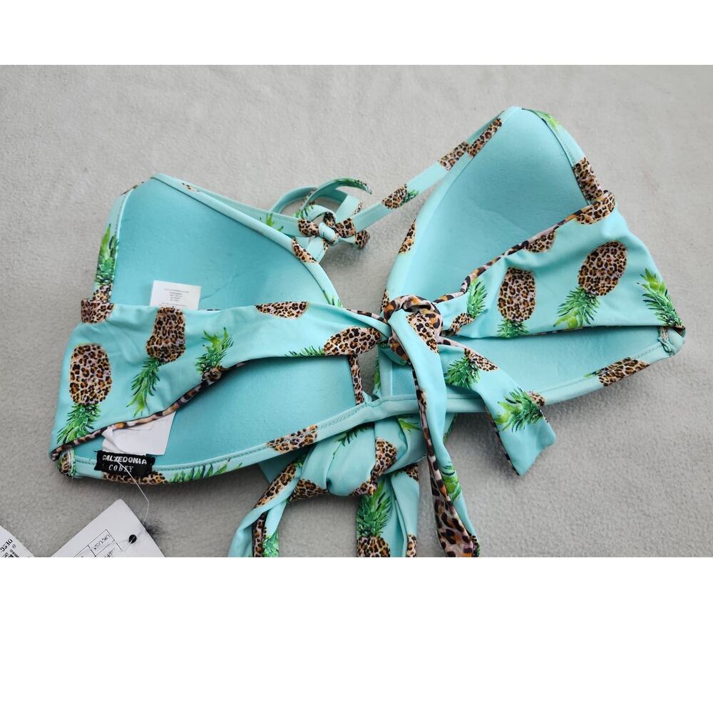 NEW Calzedonia Cobey Blue Pineapple Halter Bikini Size 38 Small - Picture 4 of 8